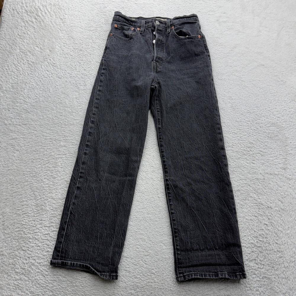 Levis Premium Ribcage Straight Ankle Jeans Faded Black 27 72693-0181 Womens
